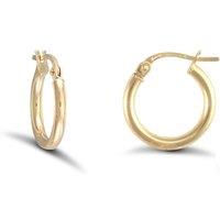 Jewelco London Women's 9ct Gold Polished 2mm Hoop Earrings 15mm