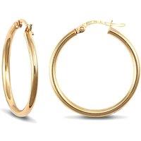 Jewelco London Women's 9ct Gold Polished 2mm Hoop Earrings 25mm