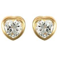 Jewelco London Women's 9ct Gold CZ Rub Over Solitaire Love Stud Earrings