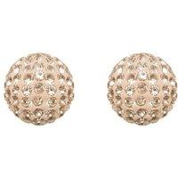 Jewelco London Women's 9ct Gold Champagne Peach Crystal Disco Ball Stud Earrings, 8mm