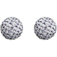 Jewelco London Women's 9ct Gold Crystal Disco Ball Stud Earrings, 8mm