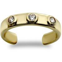 Jewelco London Women's 9ct Gold CZ Bubble Bezel Trilogy Band Toe Ring