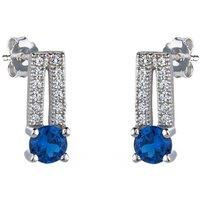 Jewelco London Women's Sterling Silver Blue CZ Semi Split Stud Earrings