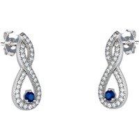Jewelco London Women's Sterling Silver Blue CZ TearDrop Twist Drop Earrings
