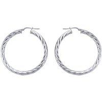Jewelco London Women's Silver Twisted Hoop Earrings 43mm