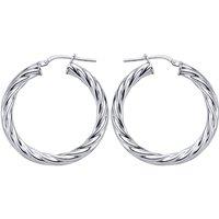 Jewelco London Women's Silver Twisted Hoop Earrings 33mm