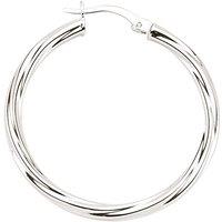 Jewelco London Women's Silver Twisted Hoop Earrings 33mm 3mm