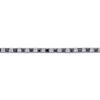 Jewelco London Women's Silver Black Princess Cut CZ Eternity Tennis Bracelet 4mm