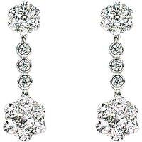 Jewelco London Women's Silver CZ Cluster Drop Drop Earrings