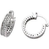 Jewelco London Women's Silver CZ Huggie Hoop Earrings 19mm