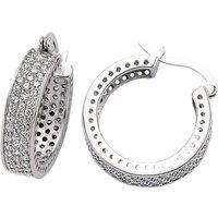 Jewelco London Women's Silver CZ Huggie Hoop Earrings 24mm