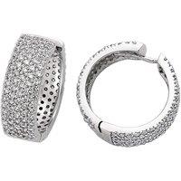 Jewelco London Women's Silver CZ 5 Row Eternity Hoop Earrings 24mm