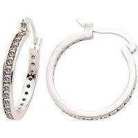 Jewelco London Women's Silver CZ Channel Eternity Hoop Earrings 22mm