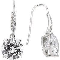 Jewelco London Women's Silver CZ Solitaire Drop Earrings
