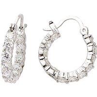 Jewelco London Women's Silver CZ Full Eternity Hoop Earrings 18mm