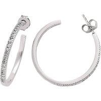 Jewelco London Women's Silver CZ Half Eternity Hoop Earrings 26mm