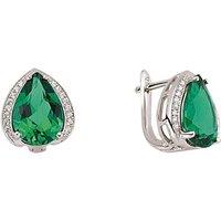Jewelco London Women's Silver Green Pear CZ Tears of Joy Drop Earrings