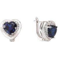 Jewelco London Women's Silver Blue White Heart & CZ Love Heart Halo Hoop Earrings mm