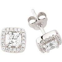 Jewelco London Women's Silver CZ Halo Stud Earrings