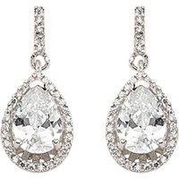 Jewelco London Women's Silver Pear CZ Halo Tears of Joy Drop Earrings