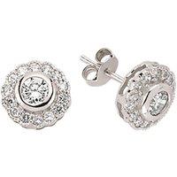 Jewelco London Women's Silver CZ Halo Stud Earrings