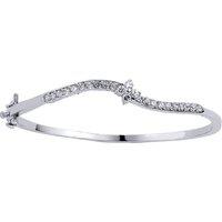 Jewelco London Women's Silver CZ Eternity Wave Bangle Bracelet