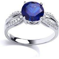 Jewelco London Women's Silver Blue CZ Shoulder Set Solitaire Engagement Ring - GVR790SAP in White | Size: Q