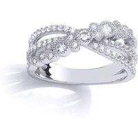 Jewelco London Women's Silver CZ Crossover Bubbly Eternity Ring | Size: Large