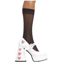 Lamoda Women's Love Sick White Patent Pink Heart Platform Heels Gothic Shoes | Size: 8