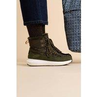Weird Fish Women's Birch Faux Fur Lined Waterproof Walking Boot in Dark Green | Size: 8