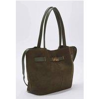 WOVCOR Women's Suede Tote With Soft Handle & Cross-Body Strap in Khaki