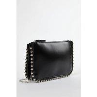 WOVCOR Women's Studded Small Cross-Body Wallet Bag in Black