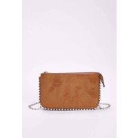 WOVCOR Women's Studded Small Cross-Body Wallet Bag in Camel