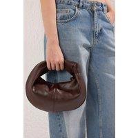 WOVCOR Women's Oval Knot-Handle Mini Shoulder Bag in Dark Brown