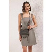 WOVCOR Women's Patterned Adjustable Strap Mini City Shoulder Bag in Dark Brown