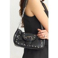 WOVCOR Women's Buckle Strap Mini Shoulder Bag in Black