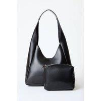 WOVCOR Women's Oval Shoulder Bag With Matching Pouch in Black