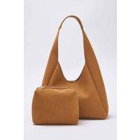 WOVCOR Women's Oval Shoulder Bag With Matching Pouch in Light Brown