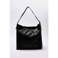 WOVCOR Women's Wrinkled Faux Leather Belt Buckle Pouch Shoulder Bag in Black