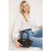 WOVCOR Women's Textured Mini City Hand & Shoulder Bag With Chain Strap in Black