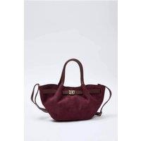 WOVCOR Women's Textured Mini City Hand & Shoulder Bag With Chain Strap in Burgundy