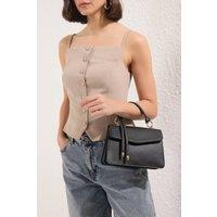 WOVCOR Women's Textured Mini City Crossbody Shoulder Bag With Top Handle in Black