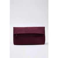 WOVCOR Women's Soft Suede Foldover Clutch Bag in Burgundy