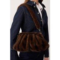 WOVCOR Women's Faux Fur Shoulder Bag for Women in Brown