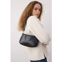 WOVCOR Women's Mini Croc-Effect Shoulder Bag in Black