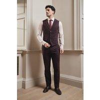 Burton Men's Burgundy Tweed Look Waiscoat | Size: Medium