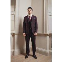Burton Men's Burgundy Tweed Look Tailored Fit Trousers | Size: 30S