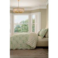 V&A 'Lerena' Cotton Duvet Cover Set in Green | Size: Single