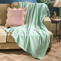 OHS Ultra Soft Polar Fleece Throw Lightweight Blanket Bedspread in Mint | Size: 120 cm x 150 cm
