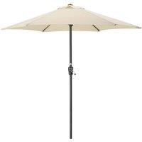 Christow Garden Parasol Umbrella Steel Crank Wind Up Outdoor Sun Shade 2.4m in Beige